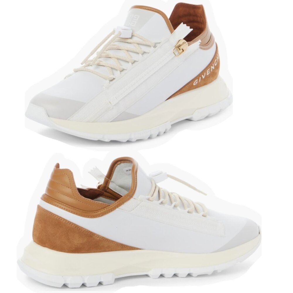 Givenchy Specter Zip Sneakers Men White Brown Athletic Shoes Size 46 US13